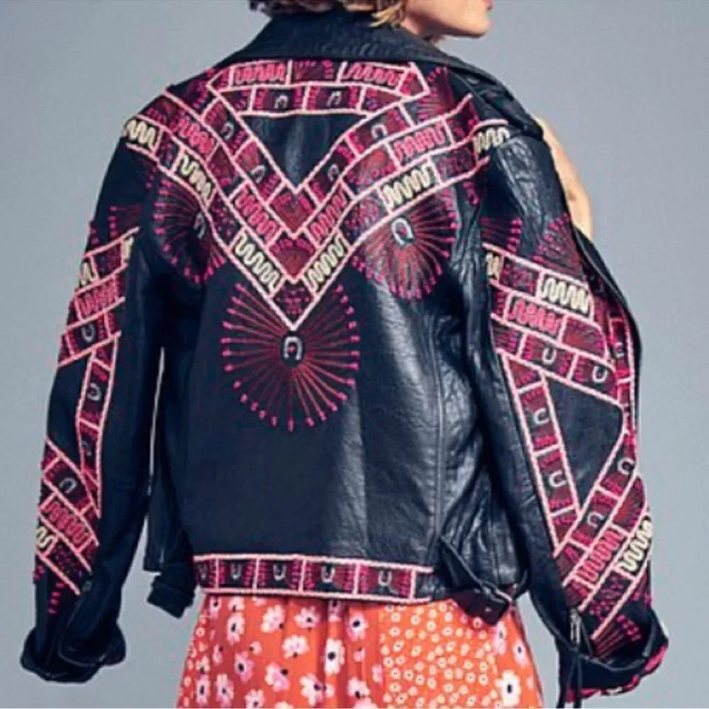 Free People  Zandra Rhodes
Stardust Biker Jacket Size Small - Picture 4 of 12